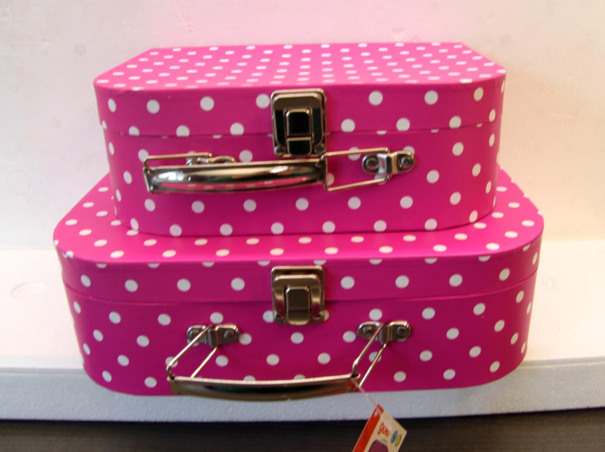 goki Kofferset pink mit weißem Punkten 1
