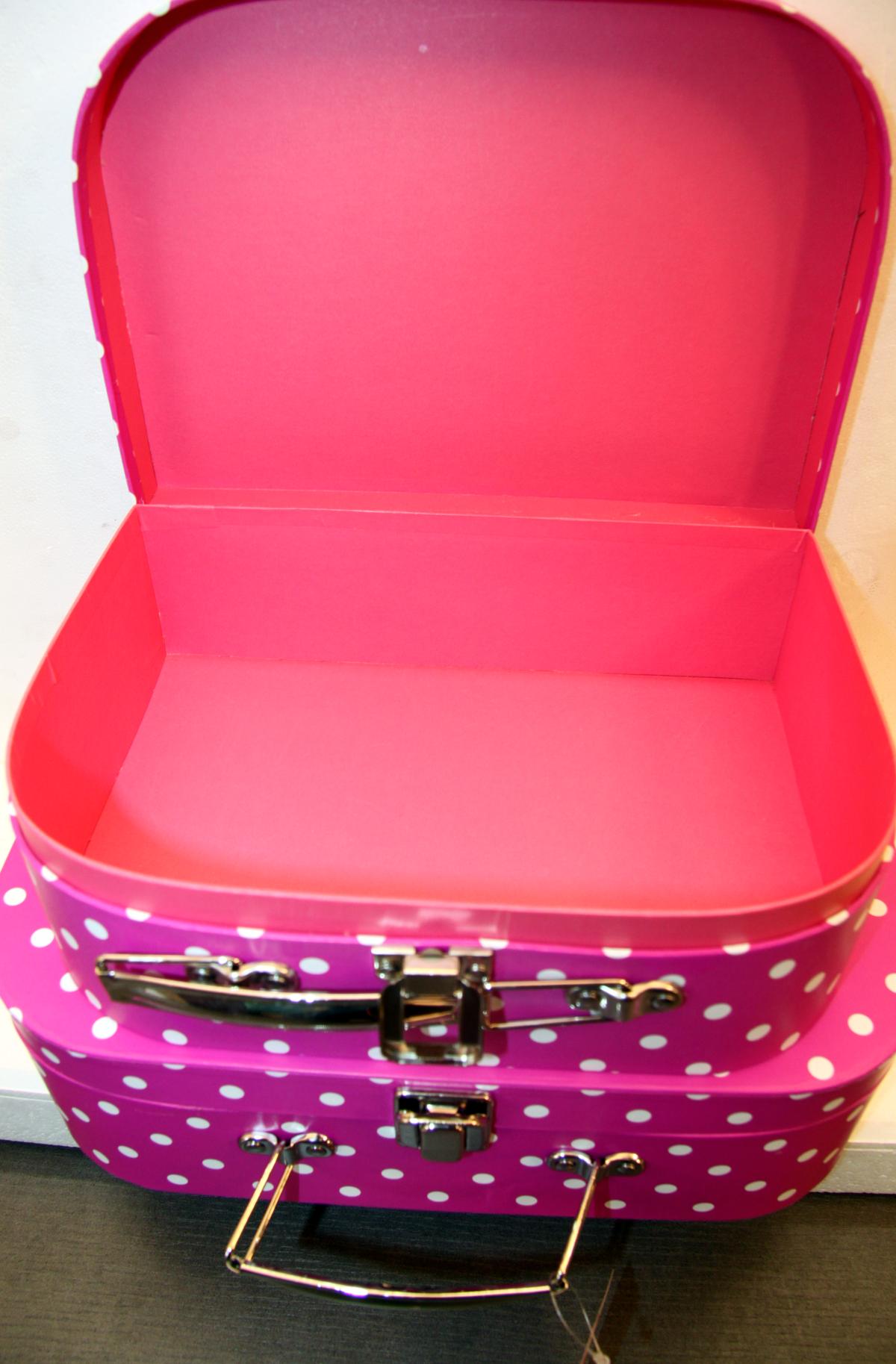 goki Kofferset pink mit weißem Punkten 2