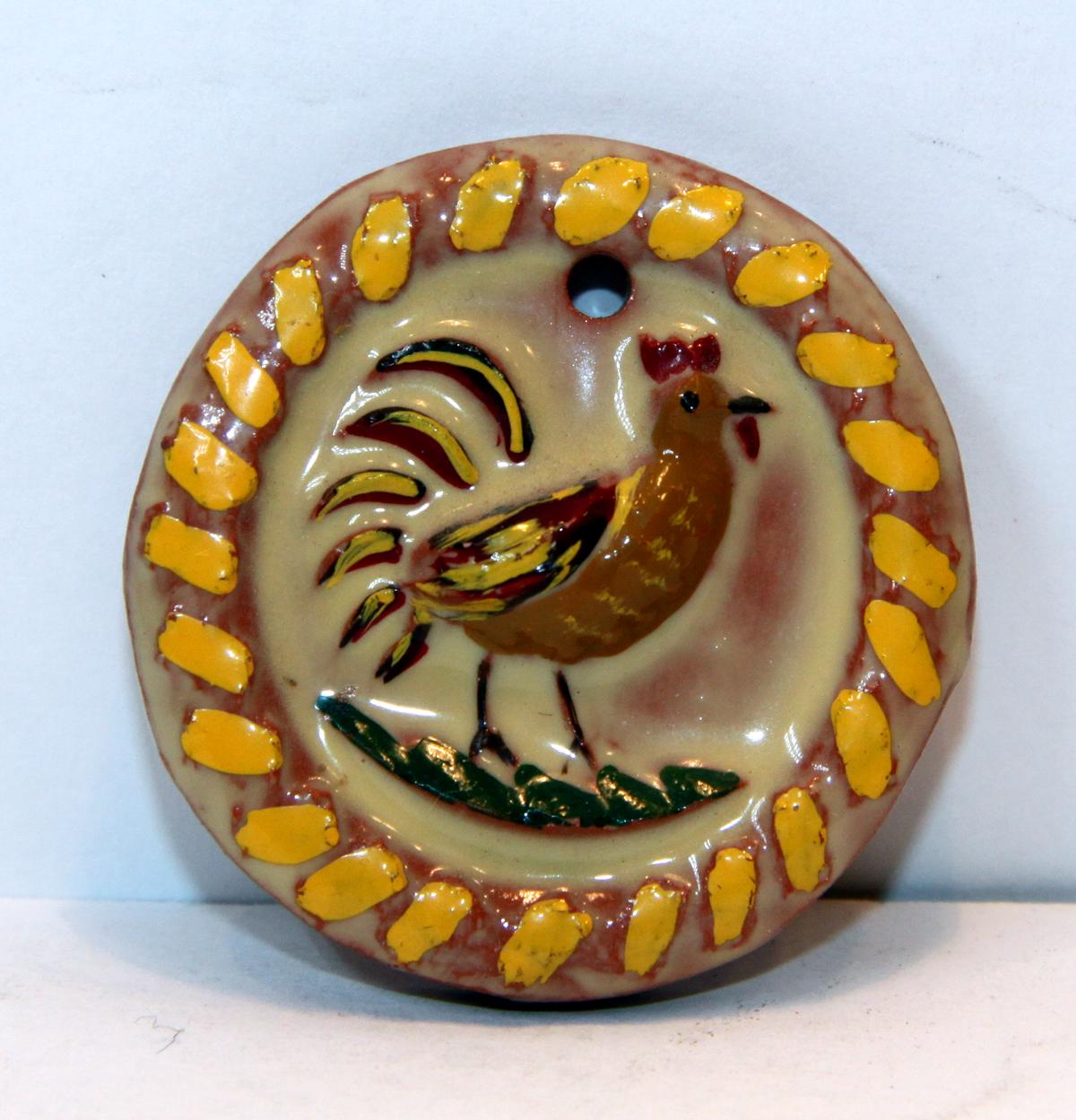 Miniatur Keramikbild Hahn